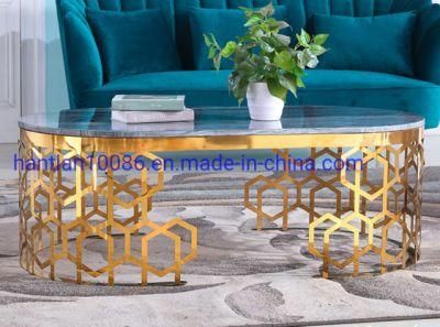 Hole Decoration Simple Design Stainless Steel Clear Glass Oval Coffee Table