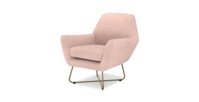 Luxury Modern Golden Metal Design Leg High Back Velvet Fabric Single Leisure Accent Leisure Single Sofa Lounge Chair