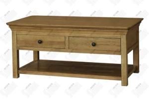 Natrual Solid Oak Coffee Table with 2 Drawers (VT15)