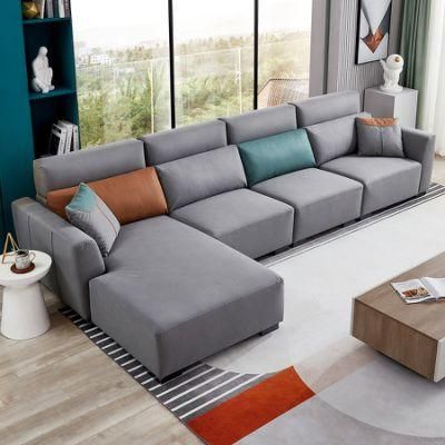 102581 Quanu Competitive Price Living Room Furniture Italian Grey L Shaped Fabric Sofas