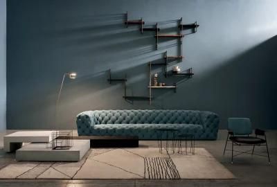 Factory Direct Supply Modern Home Furniture Italian Style Upholstered Velvet Sofa Set 4 Steater Sectional Chesterfield Sofa