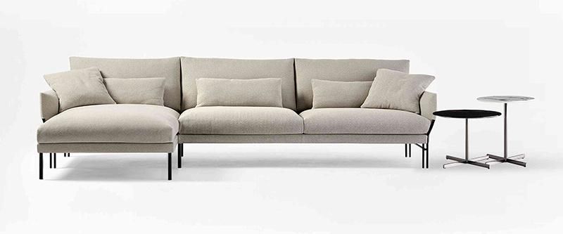 Zhida Modern Home Furniture Villa Living Room Stainless Frame Leg Fabric Sofa Set L Shape Sectional Sofa Couch