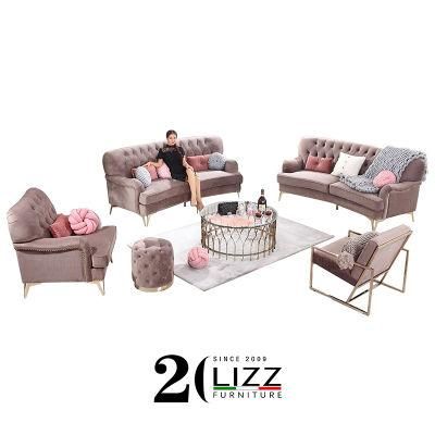 Classic Design European Style Living Room Furniture Fabric Chesterfield Tufted Sofa Set