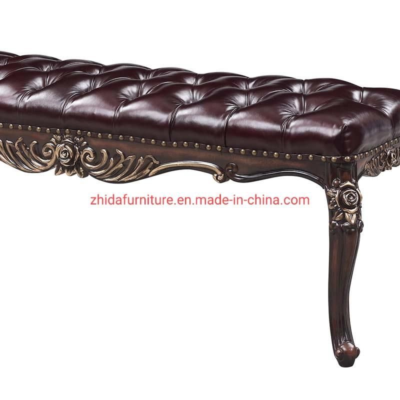 Genuine Leather Antique Style Modern Wooden European Style Wooden Stool