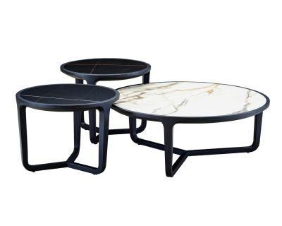 Modern Wooden Marble Top Round Coffee Table for Living Room Hotel Furniture