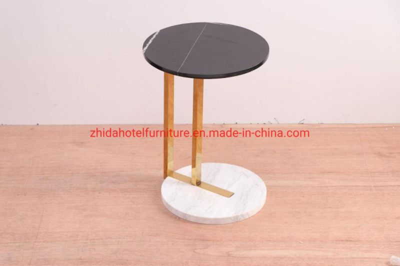 Marble Metal Furniture Modern Glass Mirrored Gold Coffee Table Set