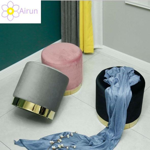 Factory Wholesale Contenitore Blush Velvet Puff Ottoman Stool