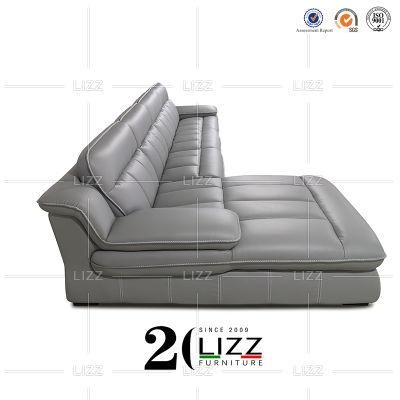 Modern Italian Leather Home Hotel Genuine Leather L Shape Leisure Sofa Furniture Set