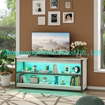 Modern Light Gray Gaming TV Stand TV Cabinet TV Console for Living Room