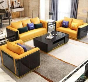 Microfiber Leather Hermes Orange Sofa Light Luxury Modern Villa Creative Living Room Model Room Furniture Combination