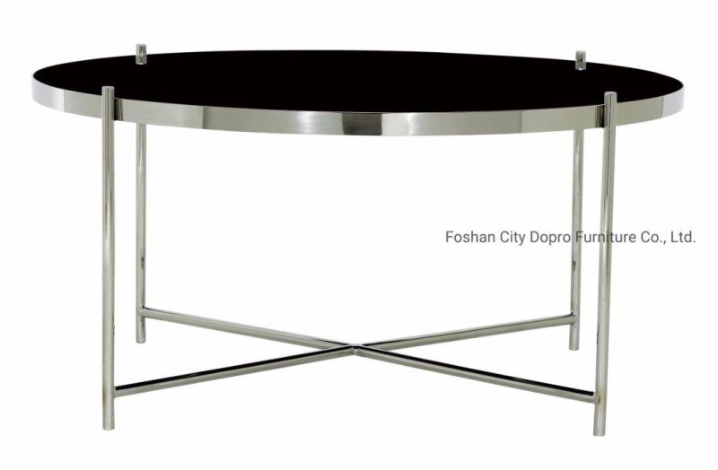 Cheap Simple Modern Round Glass Stainless Steel Coffee Table for Home Furniture