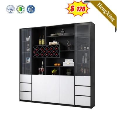 Black and White Classic Home Furniture Living Room Cabinets Wooden Wine Storage Cabinet with Racking