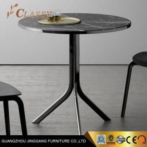 New Modern Design Black Gun Metal Elegant Coffee Table, Artifical Marble Top