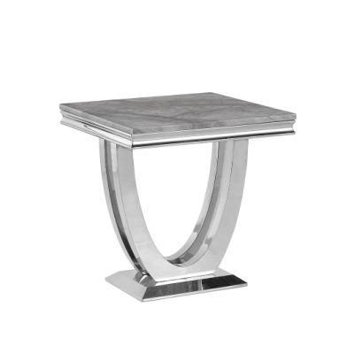 Top Living Room Coffee Table Stainless Steel Base Side Table for Hotel Lobby