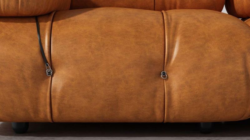 Vintage Brown Leather 3 Seat Mario Bellini Sofa Camaleonda Sofa Reproduction