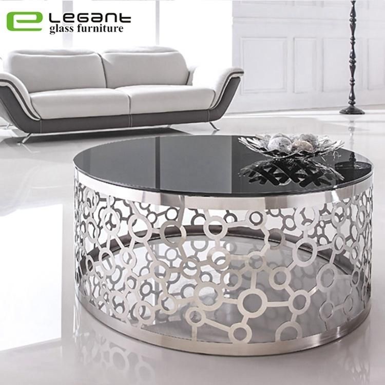 Modern Living Room Furniture Luxury Stainless Steel Glass Coffee Table