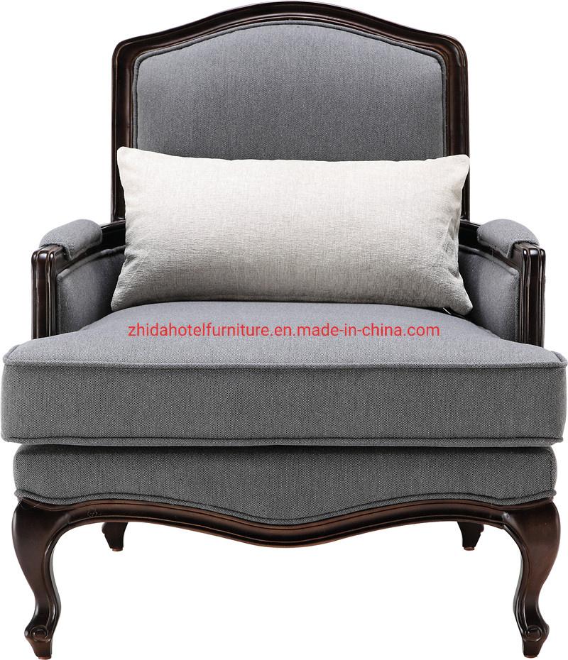 Modern Armrest Wooden Hotel Lobby Living Room Furniture Fabric Chair