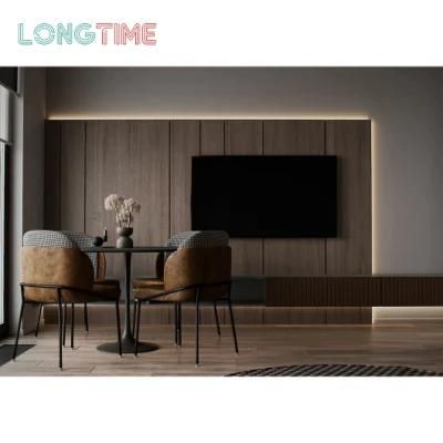 Modern Living Room Trendy Combined Wooden TV Cabinet with LED Light Strip