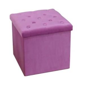 Knobby Customized Velvet Foldable Storage Ottoman Saving Place for Clothes Books and Sundries Home Stool