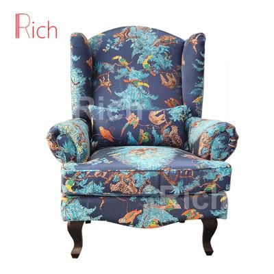 Living Room Noble High-End Custom High Wing Back Armchair Embroidery Fabric Sofa Chair