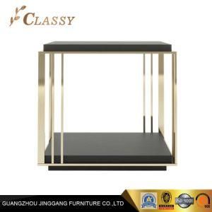 Square Living Room Coffee and Side Table with Metal Frame