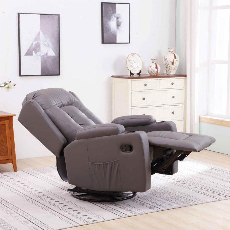 Jky Furniture Modern Design Manual Rock and Swivel Recliner Chair with Big Wingback