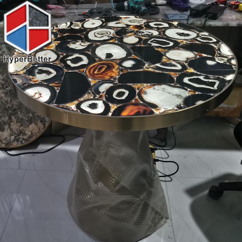 Rectangular Rose Agate Center Table Luxurious Style