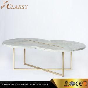 Quality Modern Eclipse X Marble Coffee Table with Golden Metal Feet