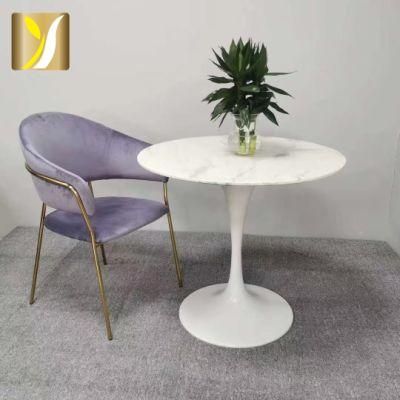 Modern Cafe Furniture Metal Frame Marble Reception Coffee Table