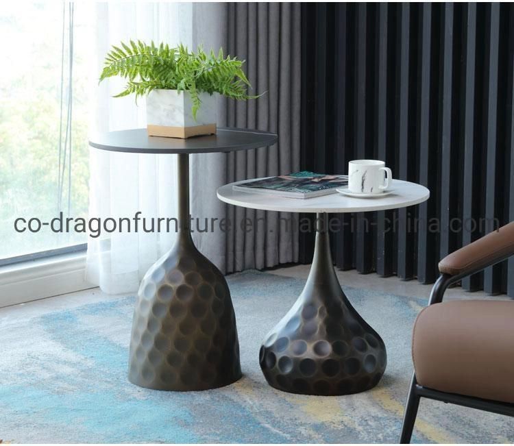 Fashion Luxury Home Furniture Steel Side Table with Marble Top