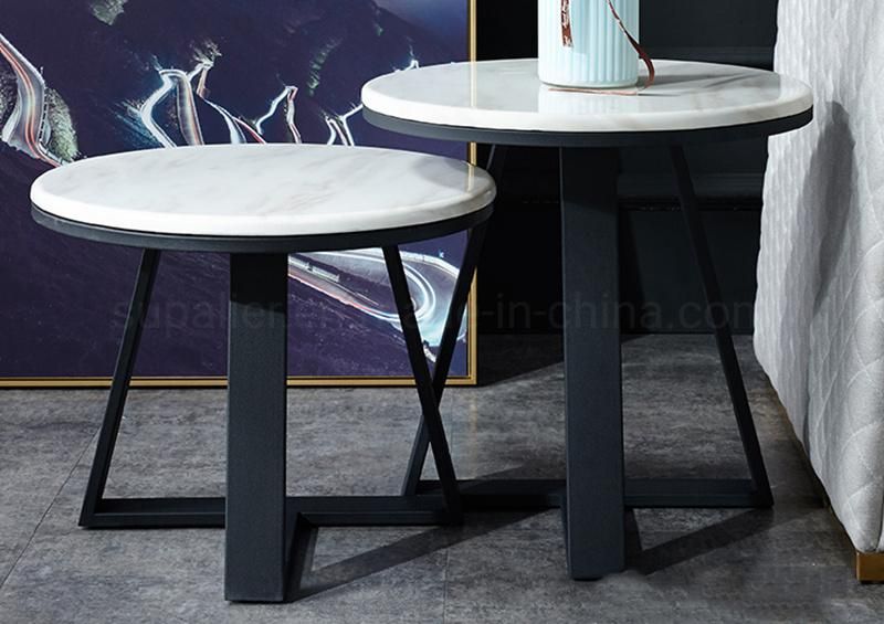 Interior Furniture White Marble Top Side Table Gold