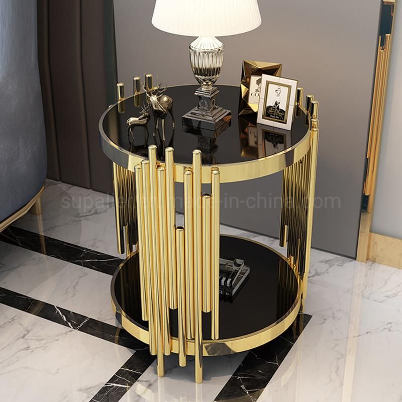 2020 New Luxury Gold Glass Side Table For Living Room Modern
