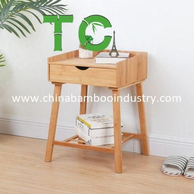 Bamboo End Table with Drawer and Single Shelfwooden Side Table Nightstand