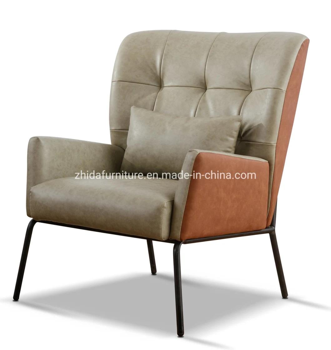 Leather Fabric Italy Design High Back Armrest Chair for Living Room