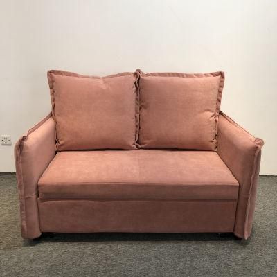 Pink Waterproof Technology Velvet Multifunctional Sofa Bed