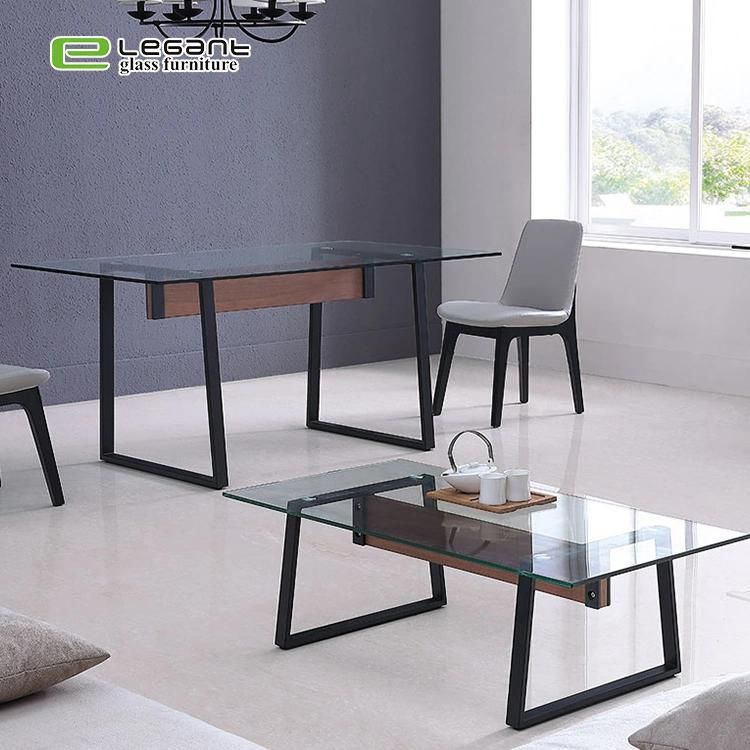 Home Decor Metal Legs Modern Glass Side Table / Glass Table
