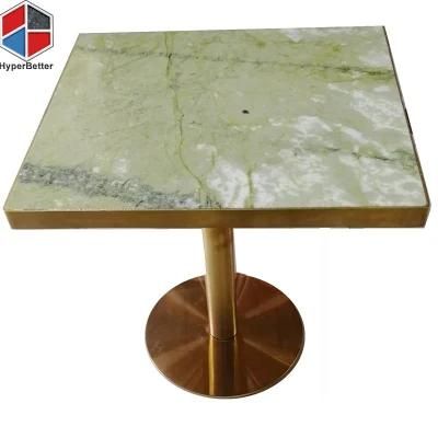 OEM 4 Seater Square Green Marble Top Square Coffee Table Brass Frame and Legs