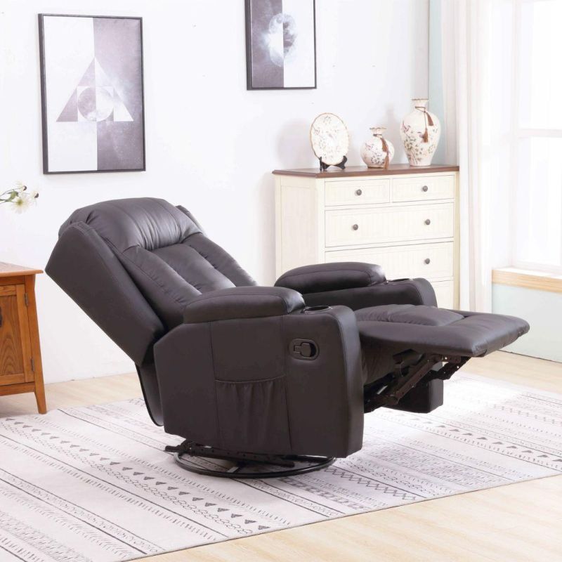 Jky Furniture Modern Design Manual Rock and Swivel Recliner Chair with Big Wingback