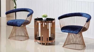 Hotel Furniture Balcony Multicolor Industrial Steel Wire Metal Coffee Dining Table Sid Table Set