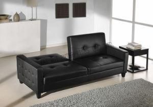 Modern Folded Black Semi-PU PVC Sofa Bed