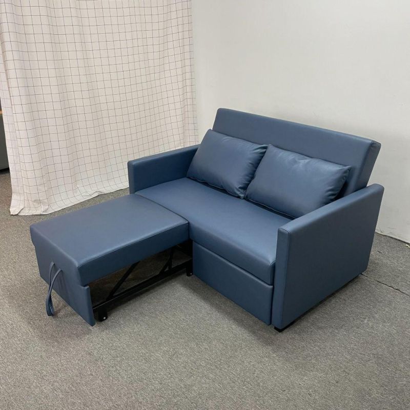 Modern Minimalist Blue Tech Cloth Living Room Bedroom Apartment Sofabed