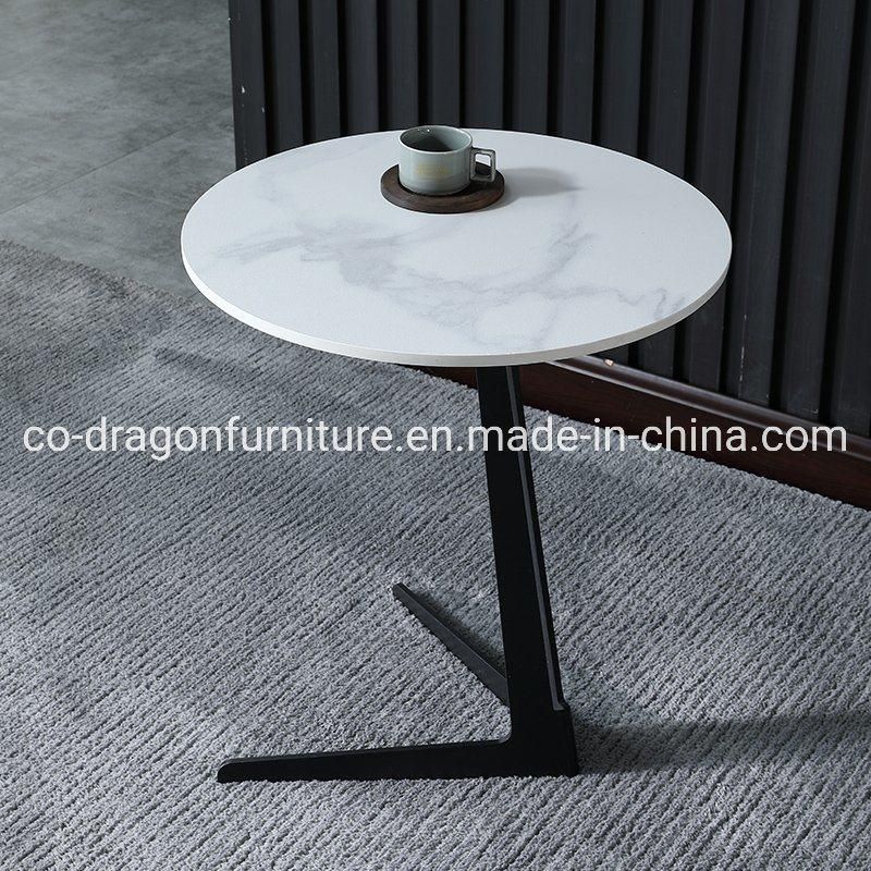 Fashion Minimalism Home Furniture Steel End Table with Marble Top