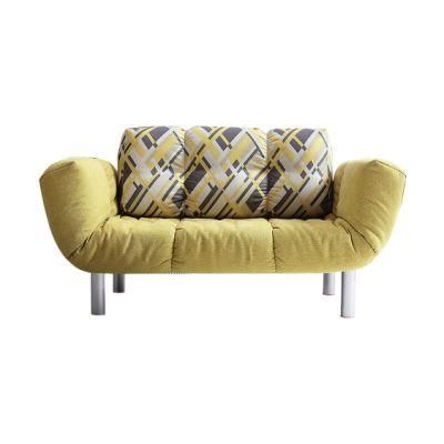 Modern Fabric Leisure Cloth Living Room Folding Storage Yellow Sofabed