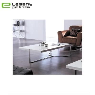 High Gloss White MDF Coffee Table with Stainless Steel Legs