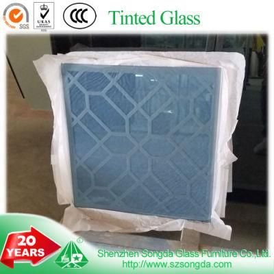 8mm Blue Star Grey Tinted Tempered Glass Sandblast/Frosted