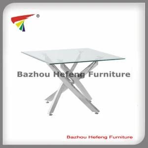 New Design Glass Dining Table with Chrome Legs (DT003)