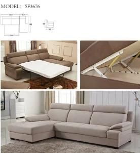 Functional Fabric Sofa with Folding Bed and Storage