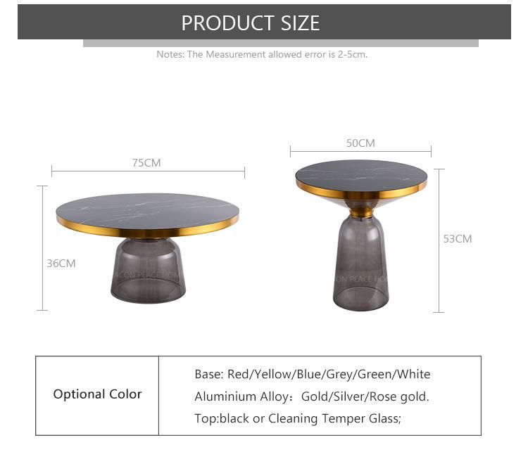 Replica Designer Furniture Transparent Glass Base Brass Bell Table by Sebastian Herkner