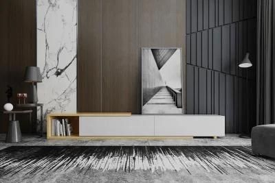 Balck White Wood Colors Retractable Melamine Board TV Cabinet
