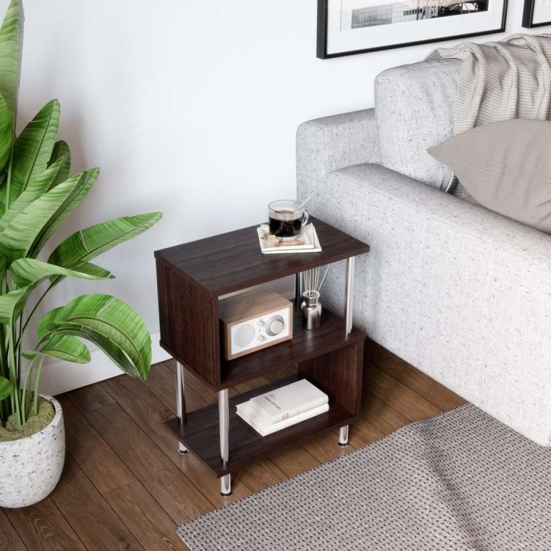 Small Nightstand Bedside Tables 3 Tier S-Shaped for Bedroom